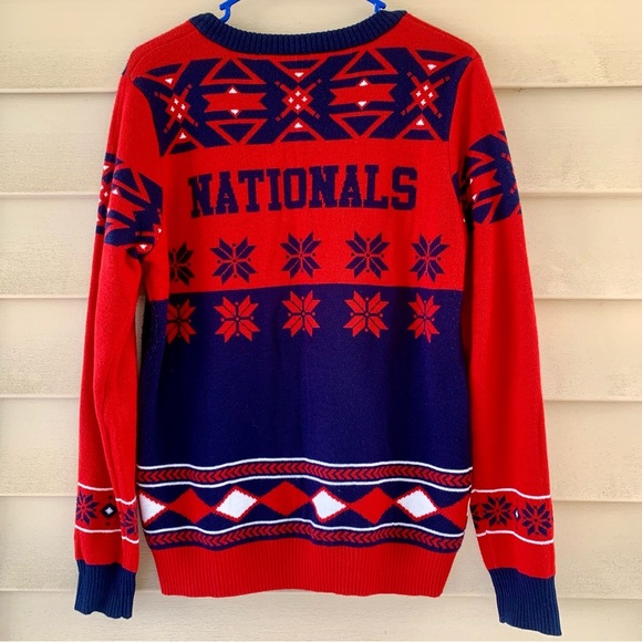EUC Washington Nationals v-neck baseball Christmas sweater size women's xl - Picture 4 of 5